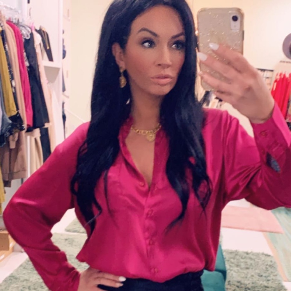 Pink satin Sen button up